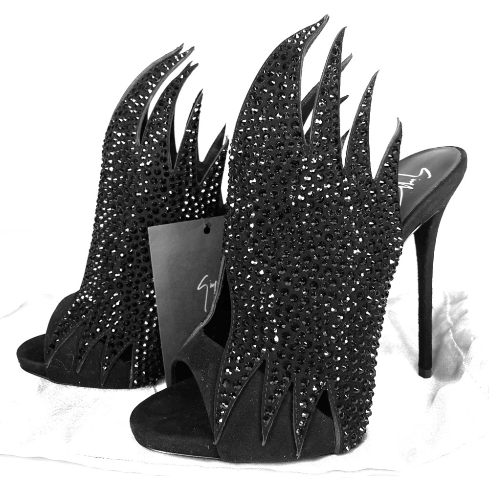 Giuseppe Zanotti - Black Suede Mule with Crystals